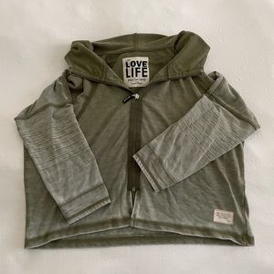 Peace Love World Cropped Hoodie